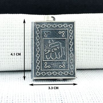 Allah Muhammed Yazılı 925 Ayar Gümüş Muska Kabı Kolye