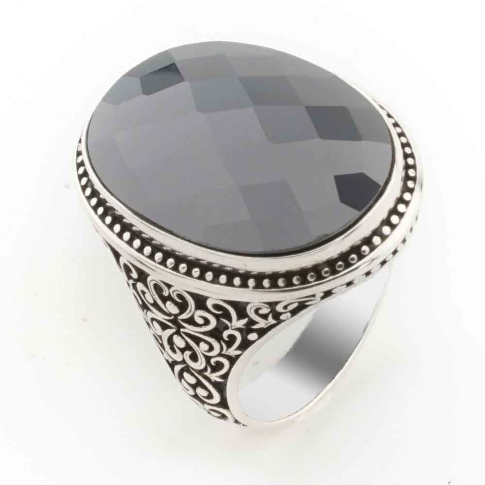 925 Ayar Gümüş Siyah Zirkon Taşlı Erkek Yüzük Model 4