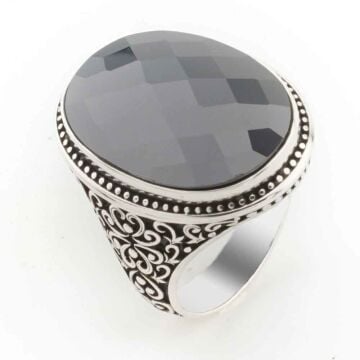 925 Ayar Gümüş Siyah Zirkon Taşlı Erkek Yüzük Model 4