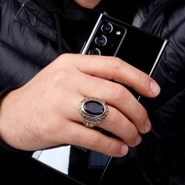 Zirkon Taşlı Model 925 Ayar Gümüş Erkek Yüzük