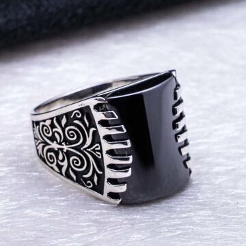 Siyah Zirkon  Taşlı Gümüş Yüzük