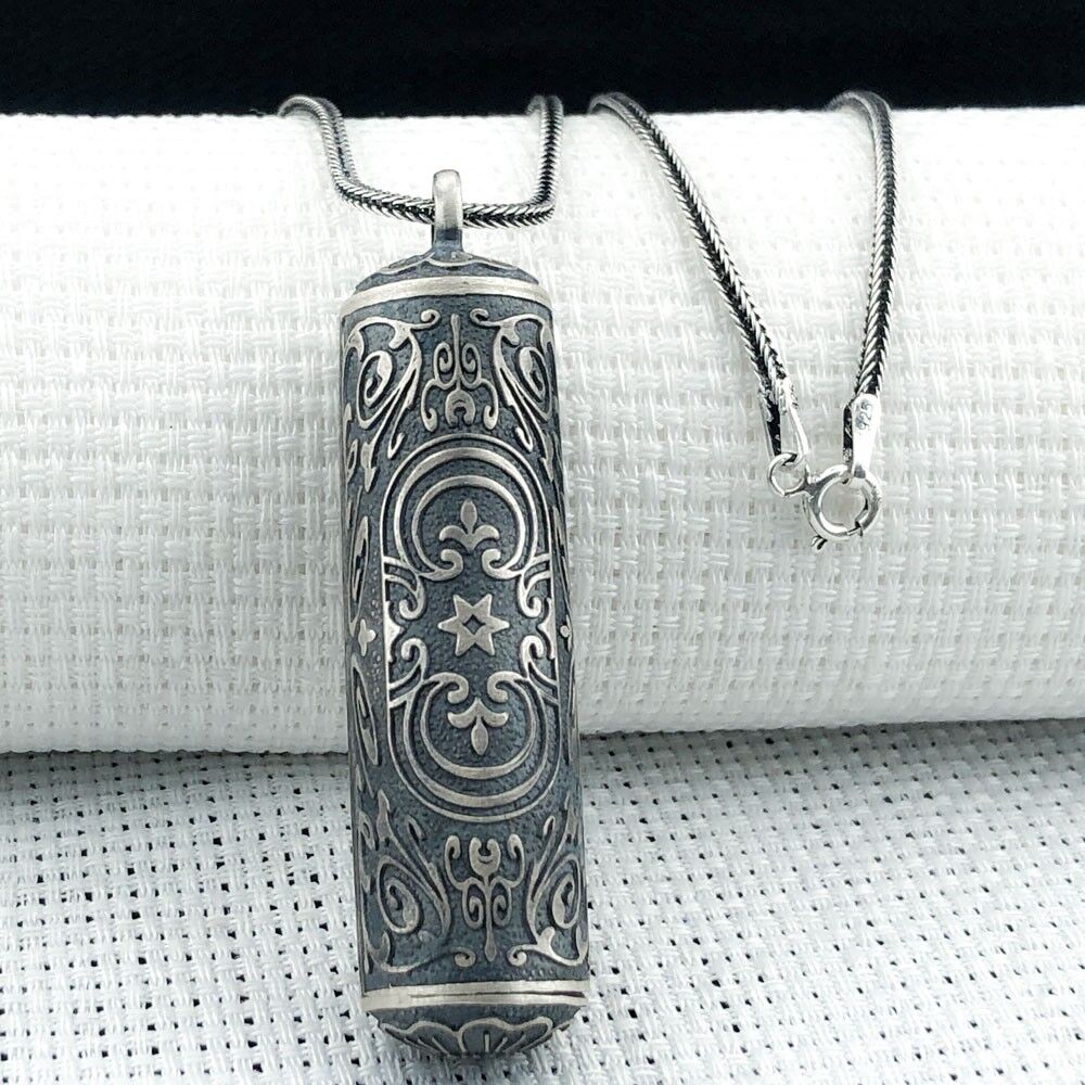 Silindir 925 Ayar Cevşen Muska Kabı Kolye