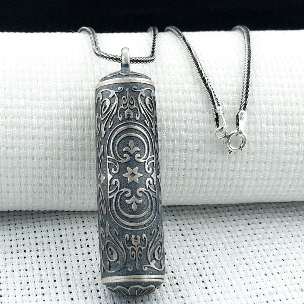 Silindir 925 Ayar Cevşen Muska Kabı Kolye