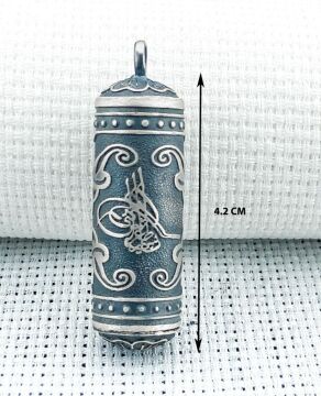 Silindir 925 Ayar Osmanlı Tuğralı Cevşen Muska Kabı Kolye
