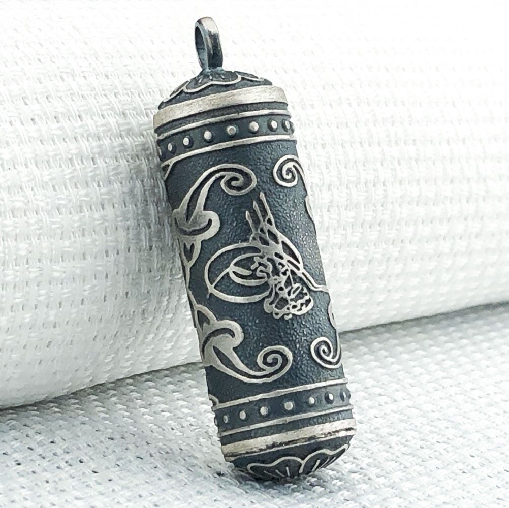 Silindir 925 Ayar Osmanlı Tuğralı Cevşen Muska Kabı