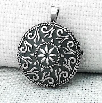 Yuvarlak 925 Ayar Cevşen Muska Kabı Kolye Ucu