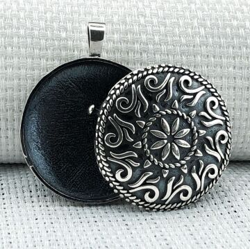 Yuvarlak 925 Ayar Cevşen Muska Kabı Kolye Ucu