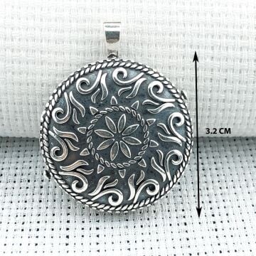 Yuvarlak 925 Ayar Cevşen Muska Kabı Kolye Ucu