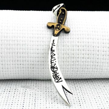 925 Ayar La Feta İlla Ali La Seyfe İlla Zülfikar Gümüş Kolye Ucu