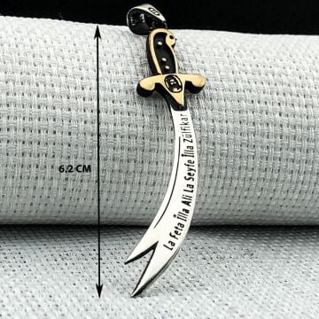 925 Ayar La Feta İlla Ali La Seyfe İlla Zülfikar Gümüş Kolye Ucu