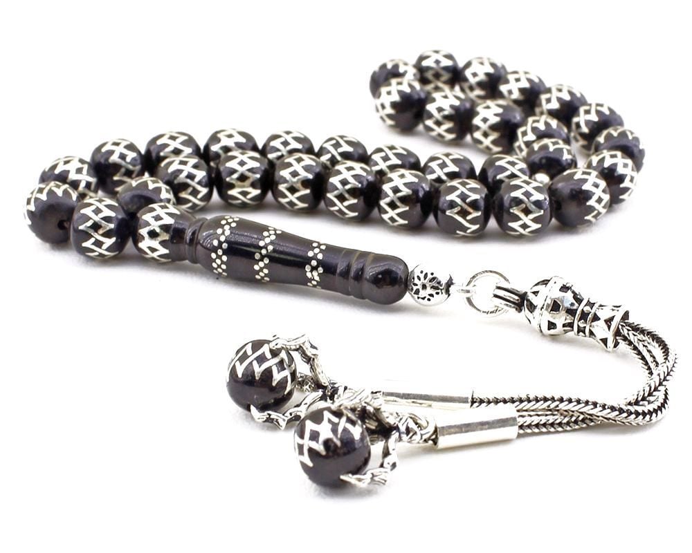 Baklava Desenli Gümüş Kartal Pençesi Püsküllü Erzurum Oltusu Tesbih