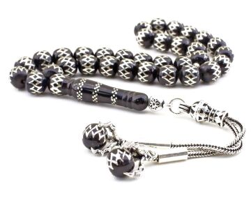 Baklava Desenli Gümüş Kartal Pençesi Püsküllü Erzurum Oltusu Tesbih