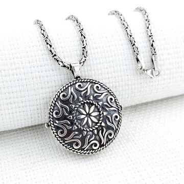 Yuvarlak 925 Ayar Cevşen Muska Kabı Kolye