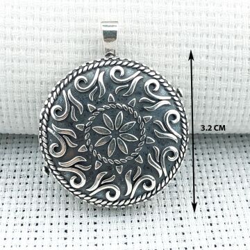 Yuvarlak 925 Ayar Cevşen Muska Kabı Kolye