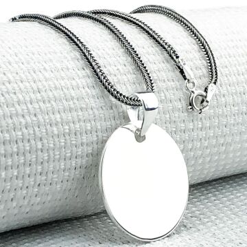 Yuvarlak Düz Parlak 925 Ayar Küçük Boy Gümüş Kolye