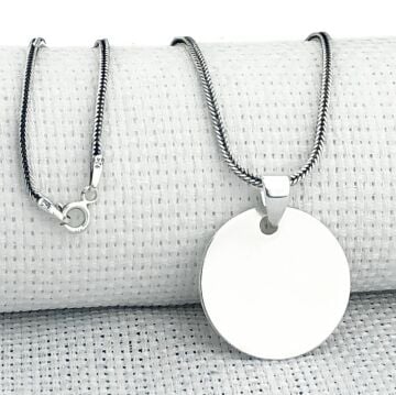 Yuvarlak Düz Parlak 925 Ayar Küçük Boy Gümüş Kolye