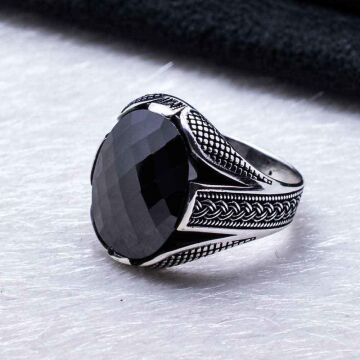 925 Ayar gümüş Siyah Zirkon  Taşlı  Yüzük