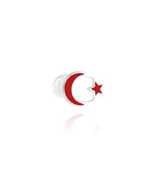 Ay Yıldız 925 Ayar Gümüş Rozet Yaka İğnesi