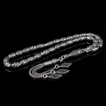 925 Ayar Gümüş Arpa Kesim Fizyon Tesbih Model 1