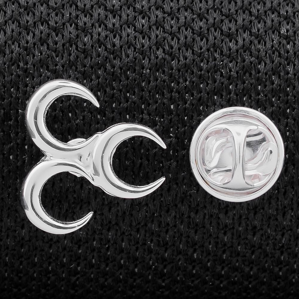 Üç Hilal 925 Ayar Gümüş Rozet Yaka İğnesi