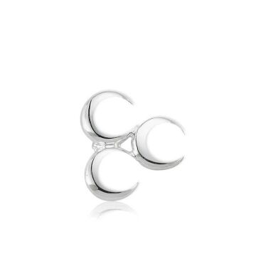 Üç Hilal 925 Ayar Gümüş Rozet Yaka İğnesi