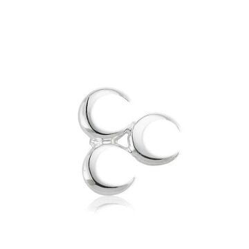 Üç Hilal 925 Ayar Gümüş Rozet Yaka İğnesi