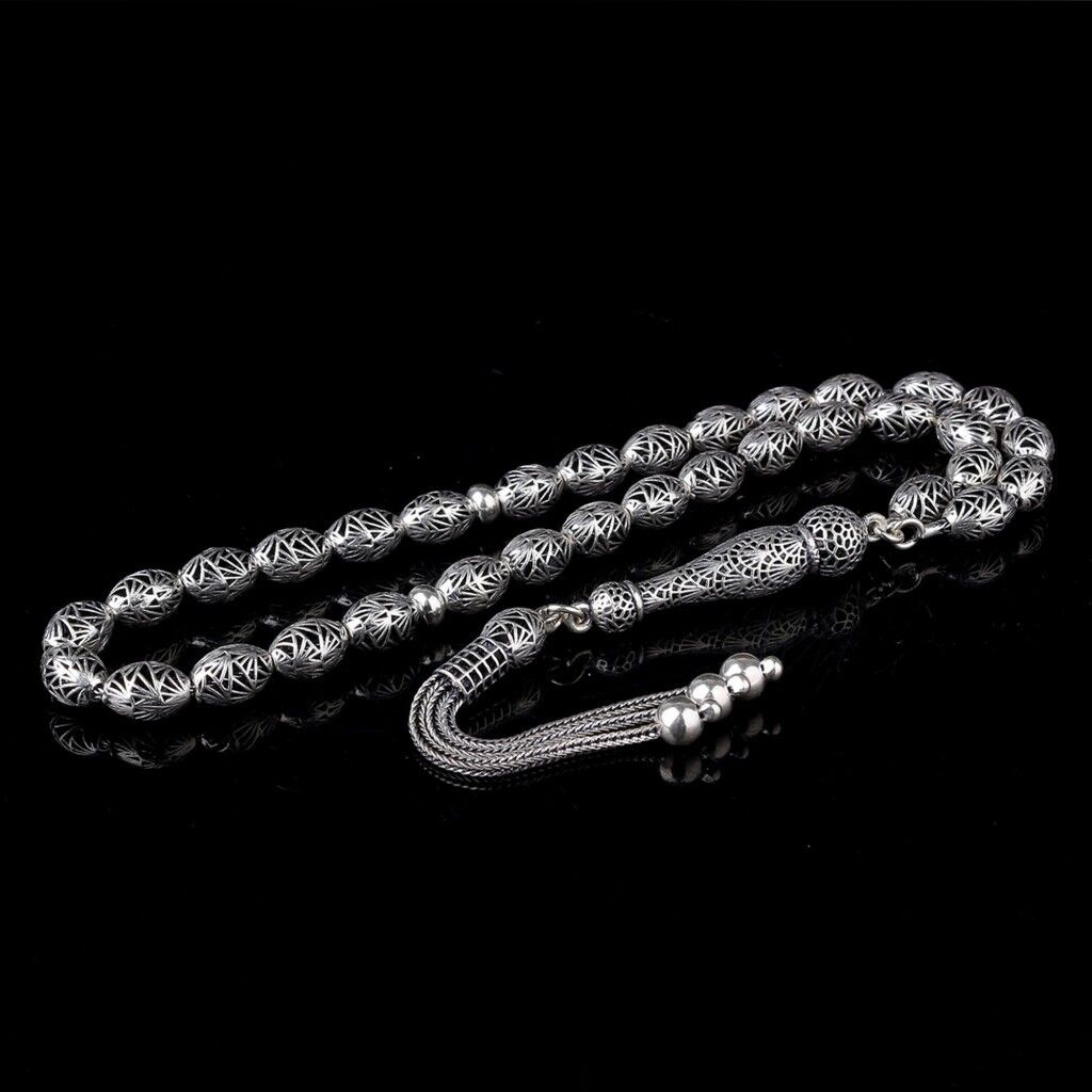 925 Ayar Gümüş Arpa Kesim Fizyon Tesbih Model 2