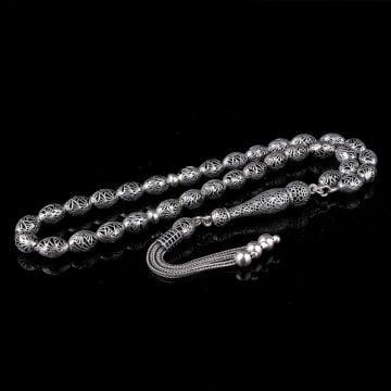 925 Ayar Gümüş Arpa Kesim Fizyon Tesbih Model 2