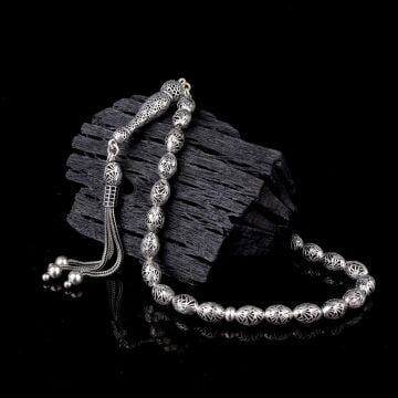 925 Ayar Gümüş Arpa Kesim Fizyon Tesbih Model 2