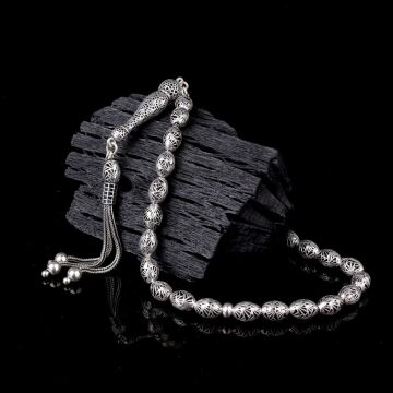 925 Ayar Gümüş Arpa Kesim Fizyon Tesbih Model 2