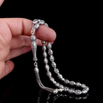 925 Ayar Gümüş Arpa Kesim Fizyon Tesbih Model 2