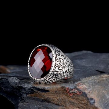 ZİRKON TAŞLI OVAL MODEL 925 AYAR GÜMÜŞ ERKEK YÜZÜK