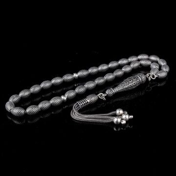 925 Ayar Gümüş Arpa Kesim Fizyon Tesbih Model 3