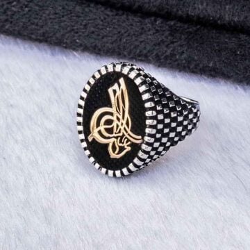 925 Ayar Gümüş Osmanlı Tuğralı Erkek Yüzük