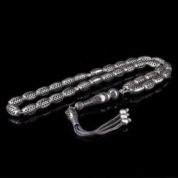 925 Ayar Gümüş Arpa Kesim Fizyon Tesbih Model 5