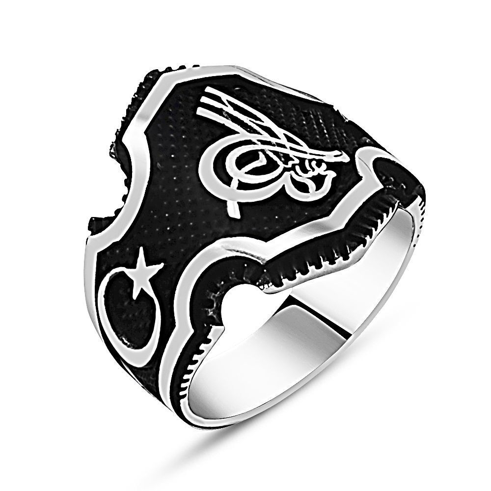 925 Ayar Gümüş Tuğralı Yüzük -3