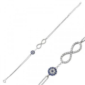 925 Ayar Gümüş Nazarlı Sonsuzluk Bileklik