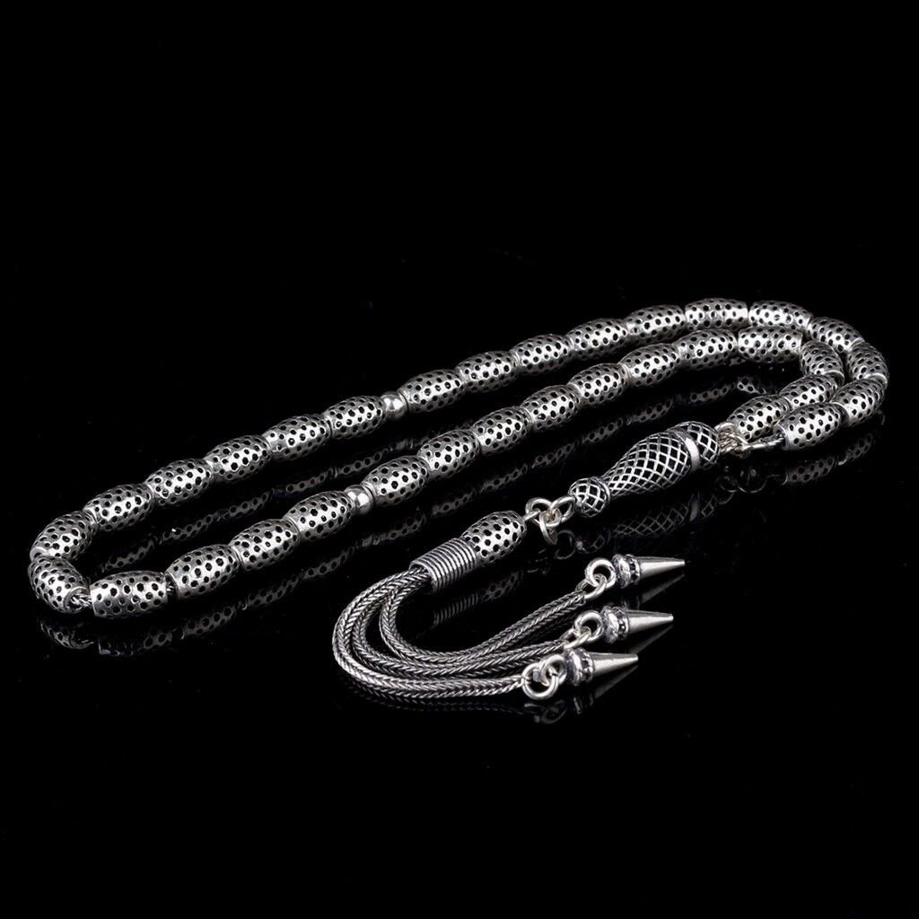 925 Ayar Gümüş Arpa Kesim Fizyon Tesbih Model 7