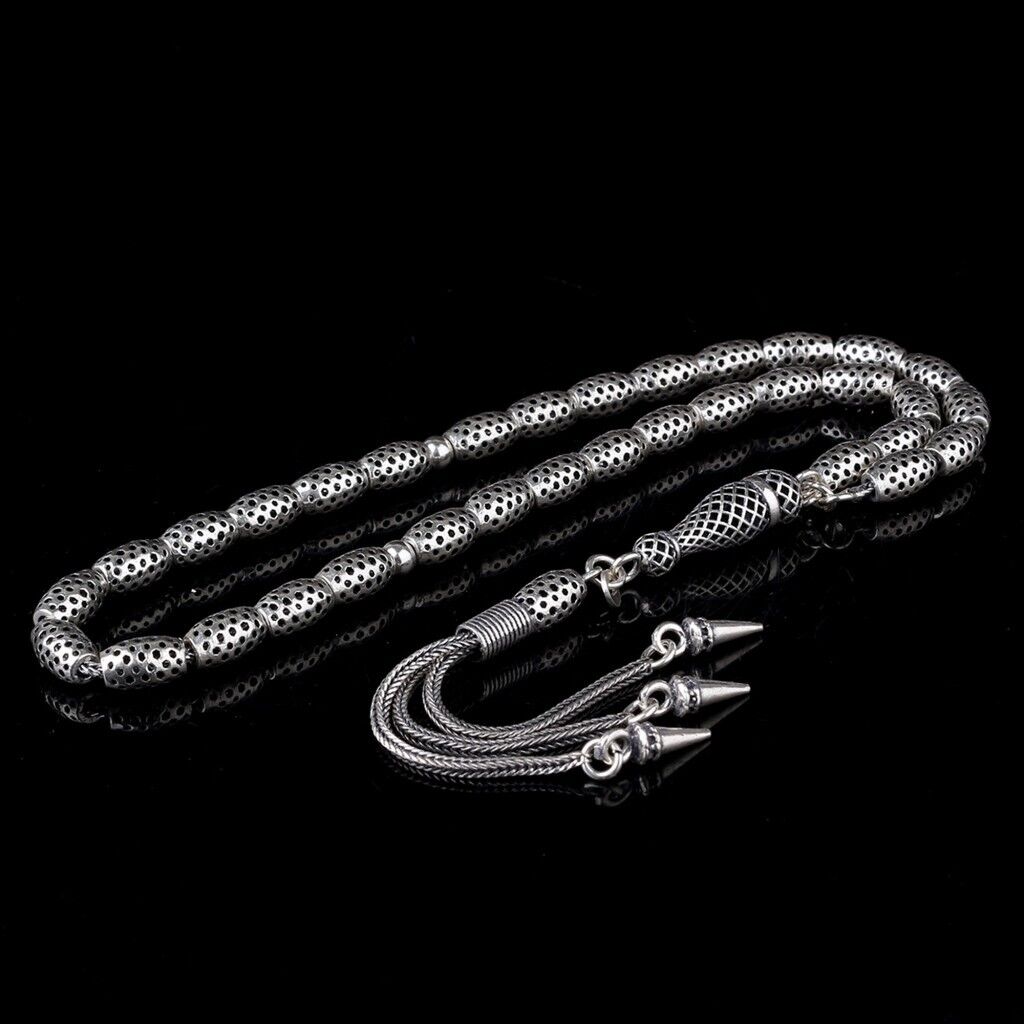 925 Ayar Gümüş Arpa Kesim Fizyon Tesbih Model 7