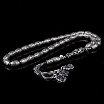 925 Ayar Gümüş Arpa Kesim Fizyon Tesbih Model 8