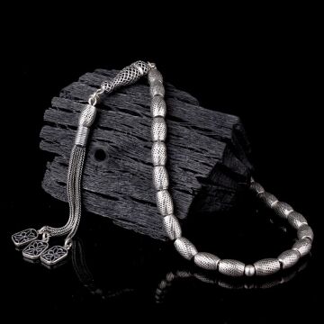 925 Ayar Gümüş Arpa Kesim Fizyon Tesbih Model 8