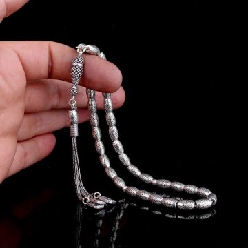 925 Ayar Gümüş Arpa Kesim Fizyon Tesbih Model 8