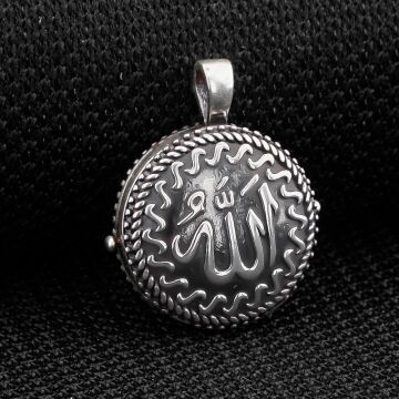 Çift Taraflı Allah Yazılı Kapaklı Açılabilir 925 Ayar Gümüş Cevşen Kolye Ucu