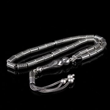 925 Ayar Gümüş Silindir Fizyon Kesim Tesbih Model 1