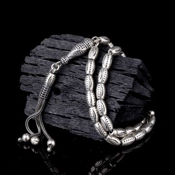 925 Ayar Gümüş Zülfikar Kılıç Tasarımlı Arpa Kesim Fizyon Tesbih