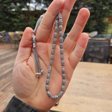 925 Ayar Gümüş Arpa Kesim Fizyon Tesbih Model 9