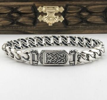 925 Ayar Gümüş El İşi Zincir Erkek Bileklik