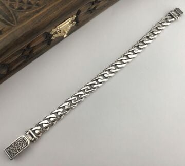 925 Ayar Gümüş El İşi Zincir Erkek Bileklik
