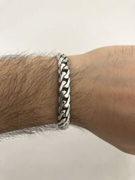 925 Ayar Gümüş El İşi Zincir Erkek Bileklik