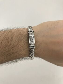 925 Ayar Gümüş El İşi Zincir Erkek Bileklik
